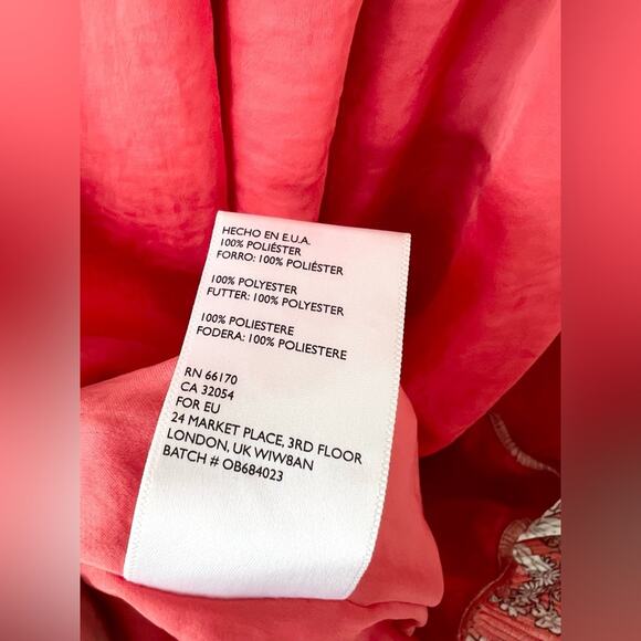 Free People Fresh Fields Pleated Jumpsuit Orange white floral crinkle flutter L - Picture 13 of 16